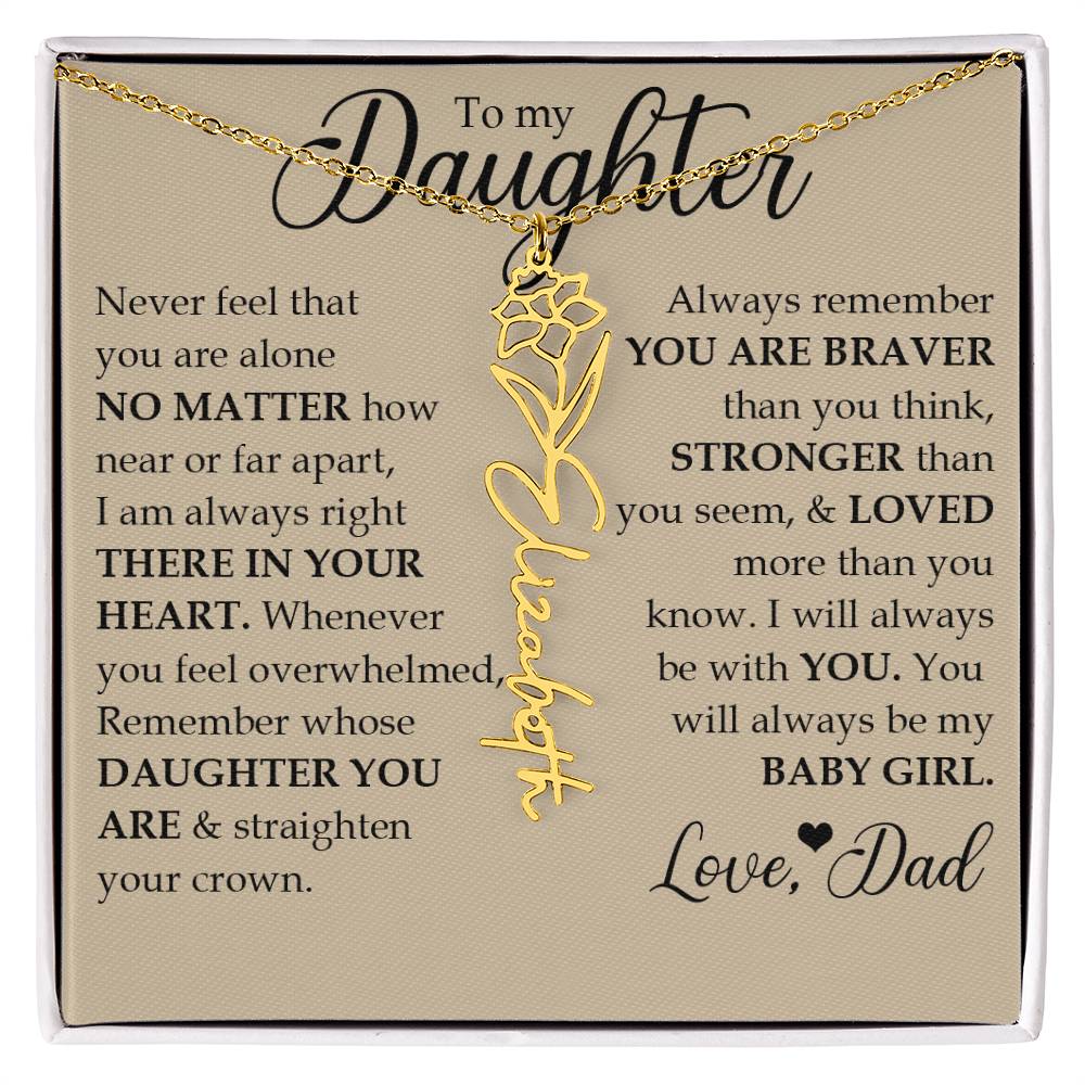 To My Daughter, Name Flower Necklace