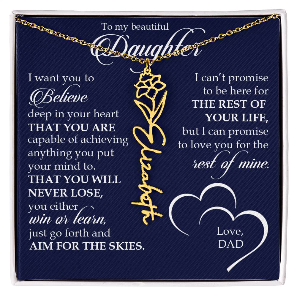 To My Beautiful Daughter, Name Flower Necklace