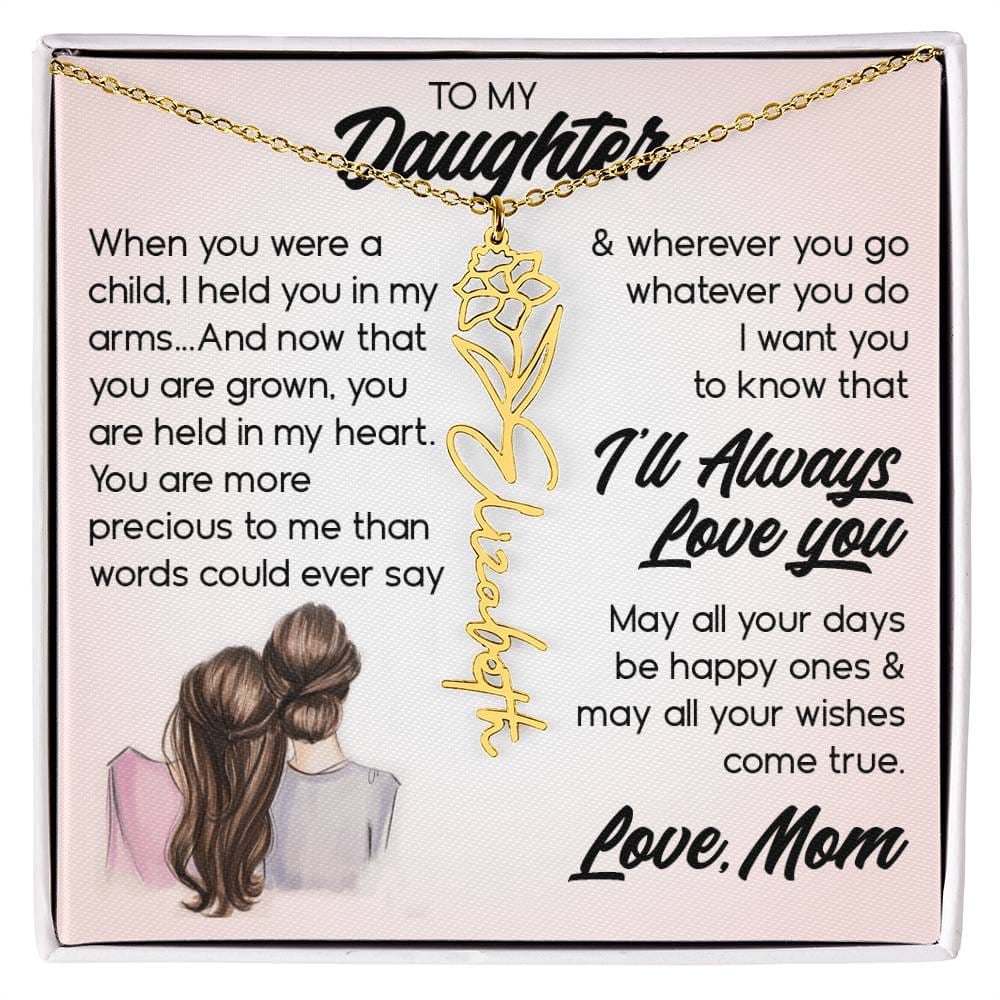 To My Daughter, Name Flower Necklace
