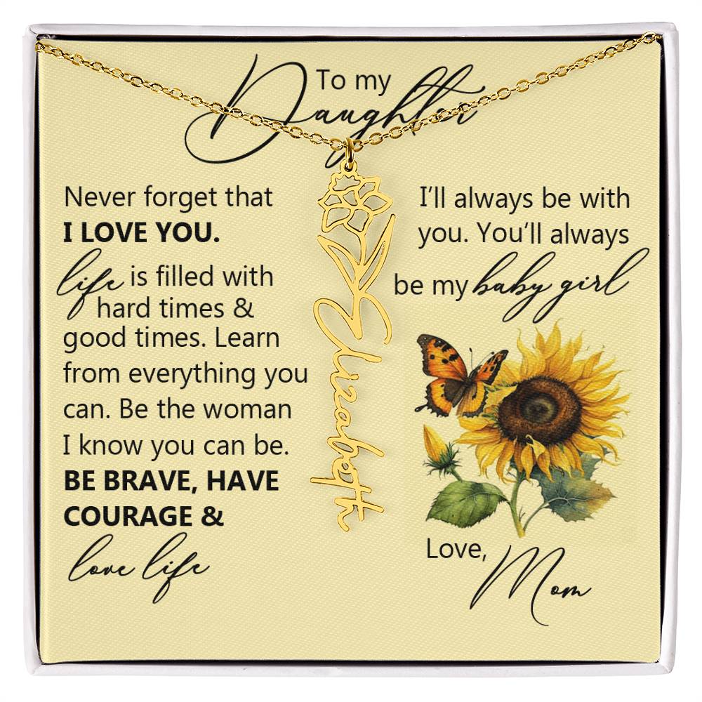 To My Daughter, Name Flower Necklace