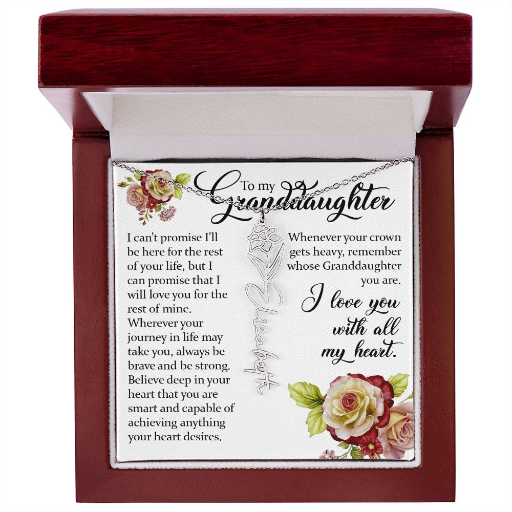 To My Granddaughter, Name Flower Necklace