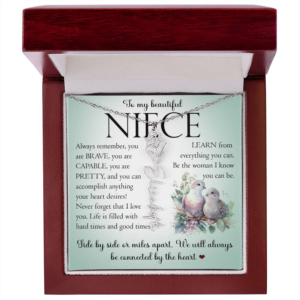 Niece Gift, Name Flower Necklace