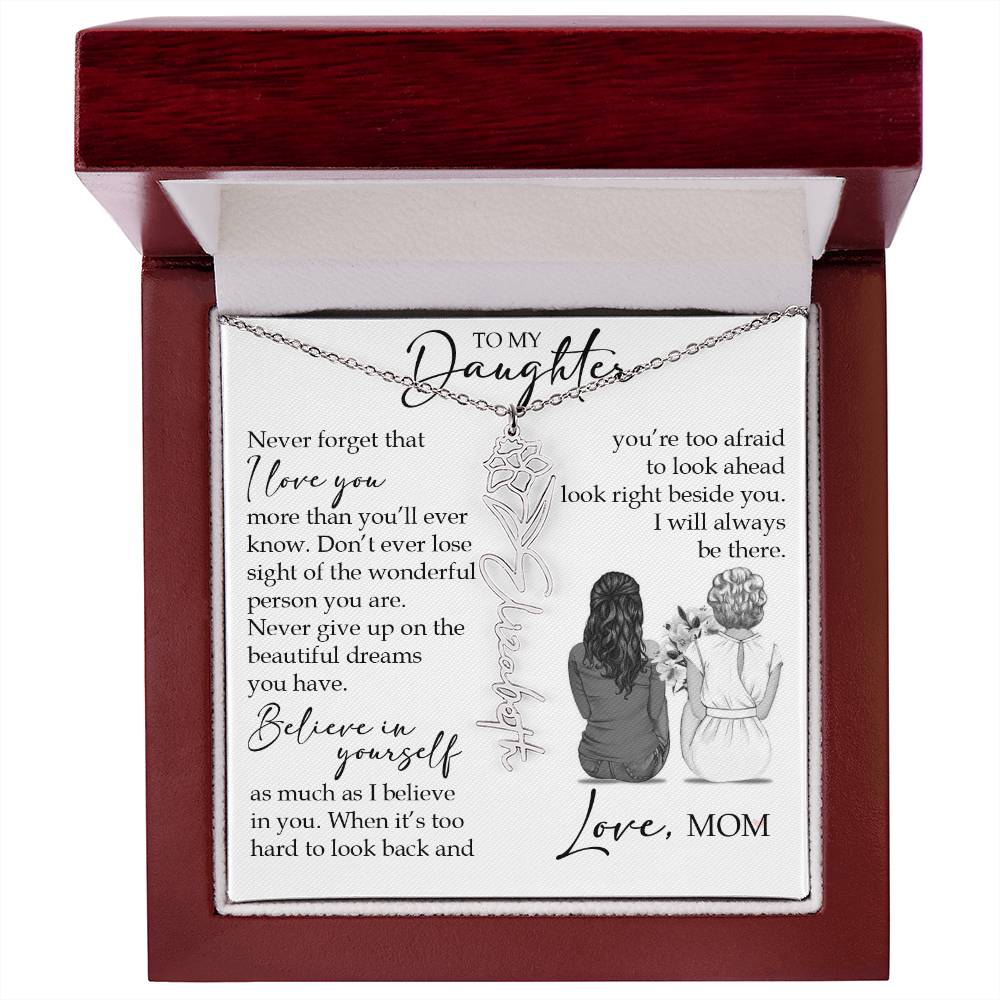 To My Daughter, Birth Flower Name Necklace