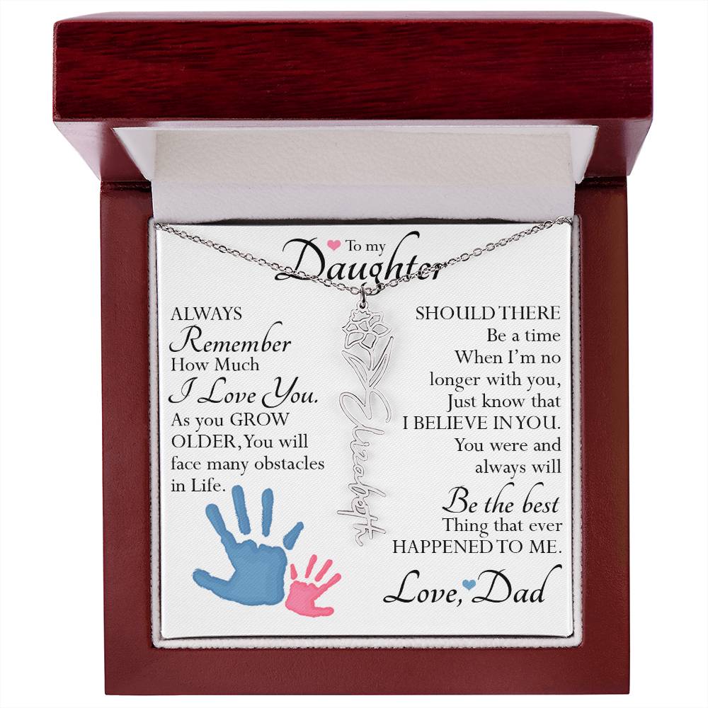 To My Daughter, Name Flower Necklace