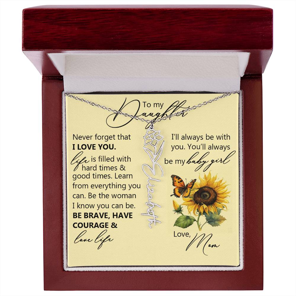 To My Daughter, Name Flower Necklace