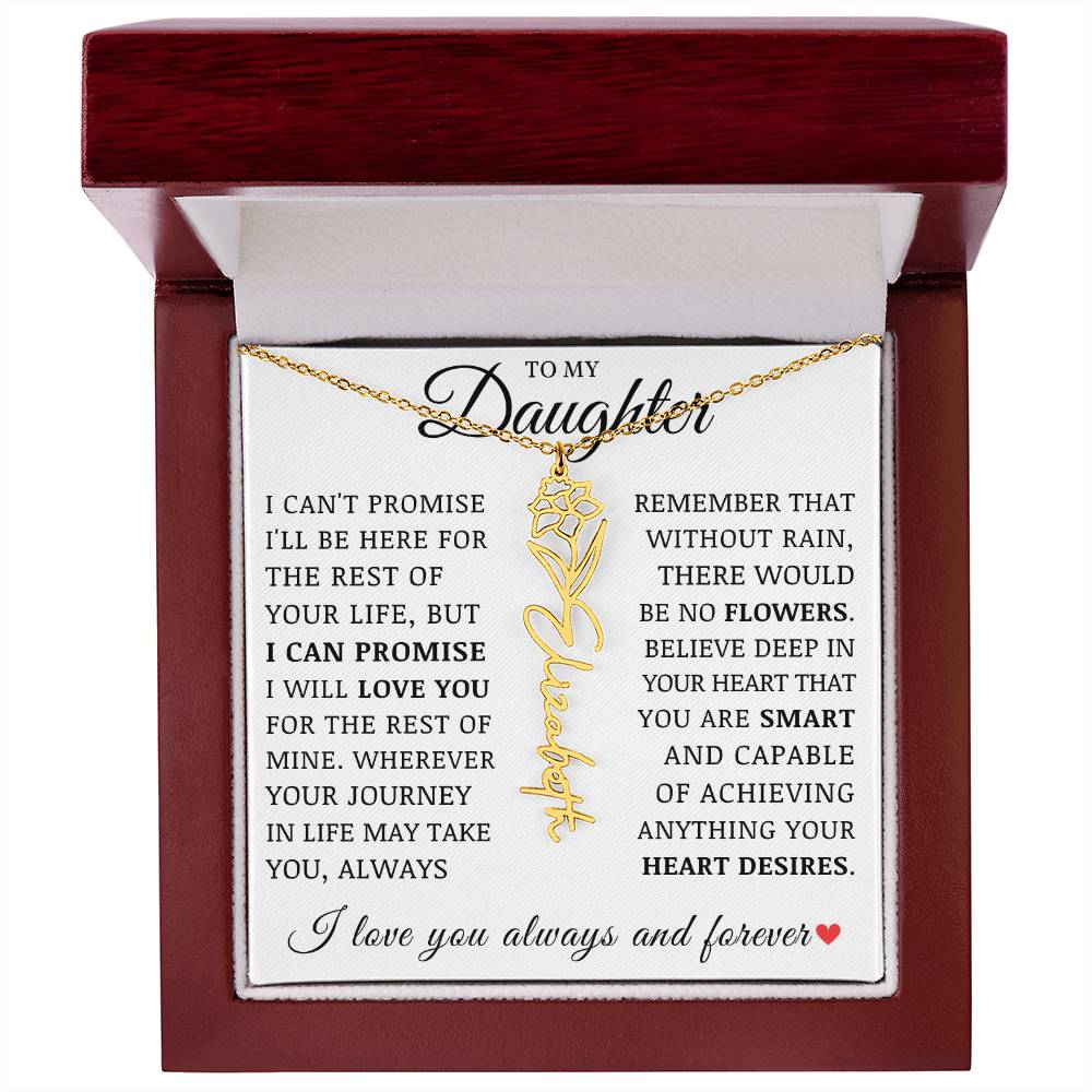 To My Daughter, Customized Name Necklace with Birth Flower, Birthday Christmas Graduation Gift for Her