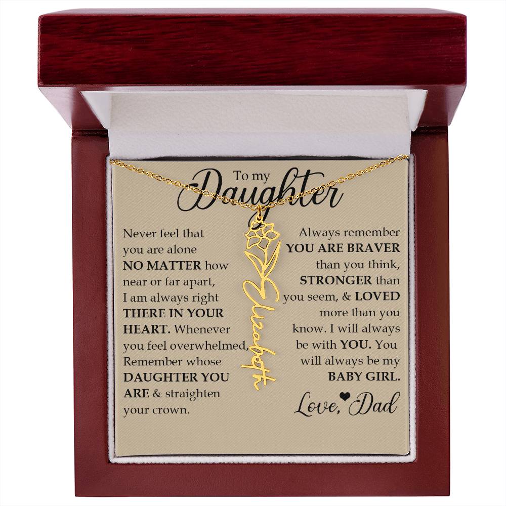 To My Daughter, Name Flower Necklace