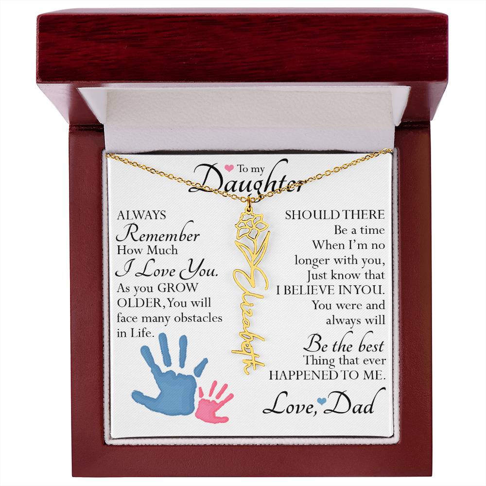 To My Daughter, Name Flower Necklace