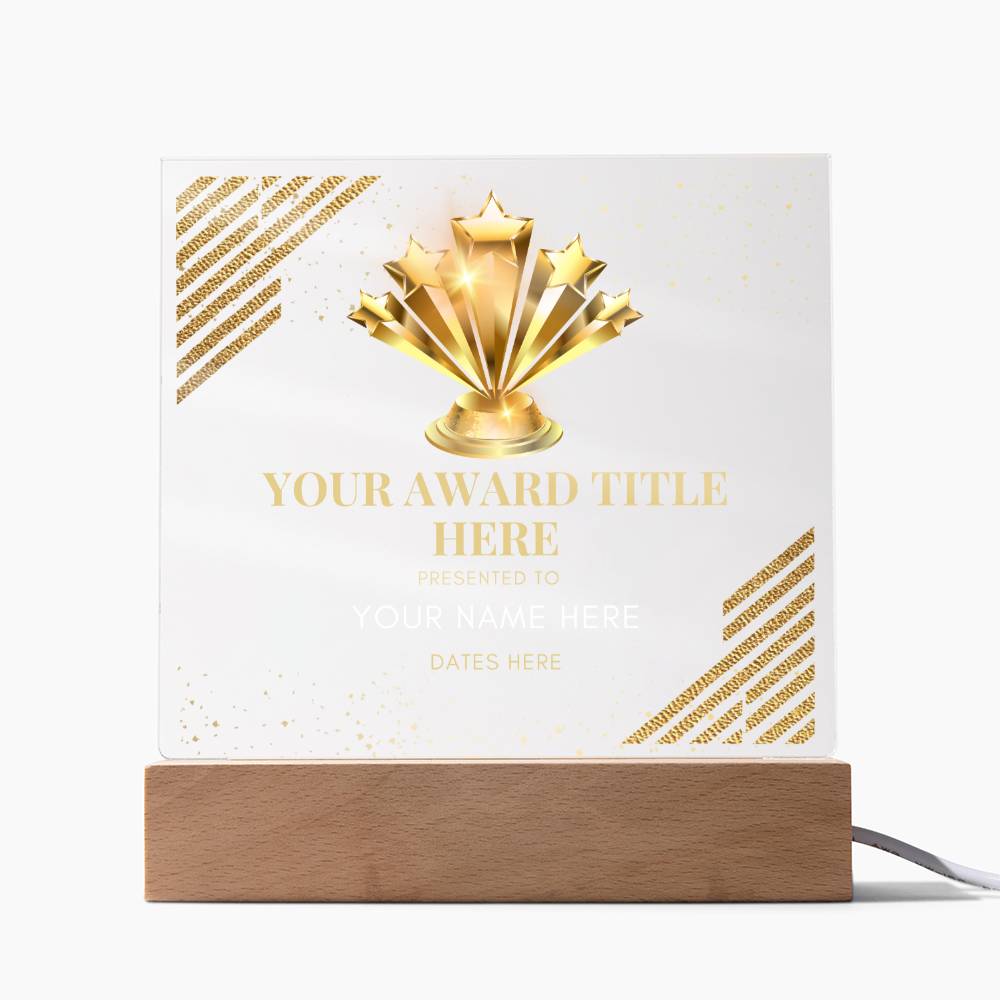 Customized Awards Acrylic Plaque, Company Business Awards for Employees Staffs Colleagues Coworkers, Unique Personalized Gift for Women and Men, Wooden Base or LED Base