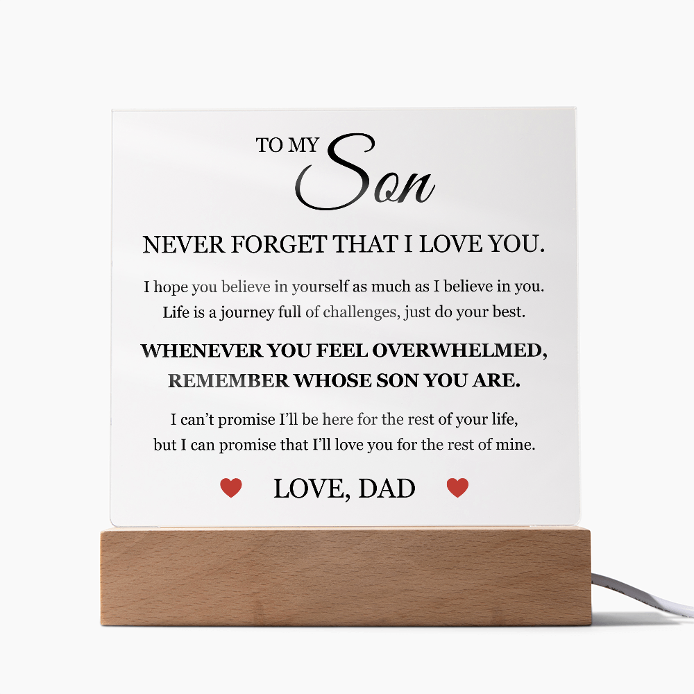 Square Acrylic Plaque - To My Son " Just Do Your Best "