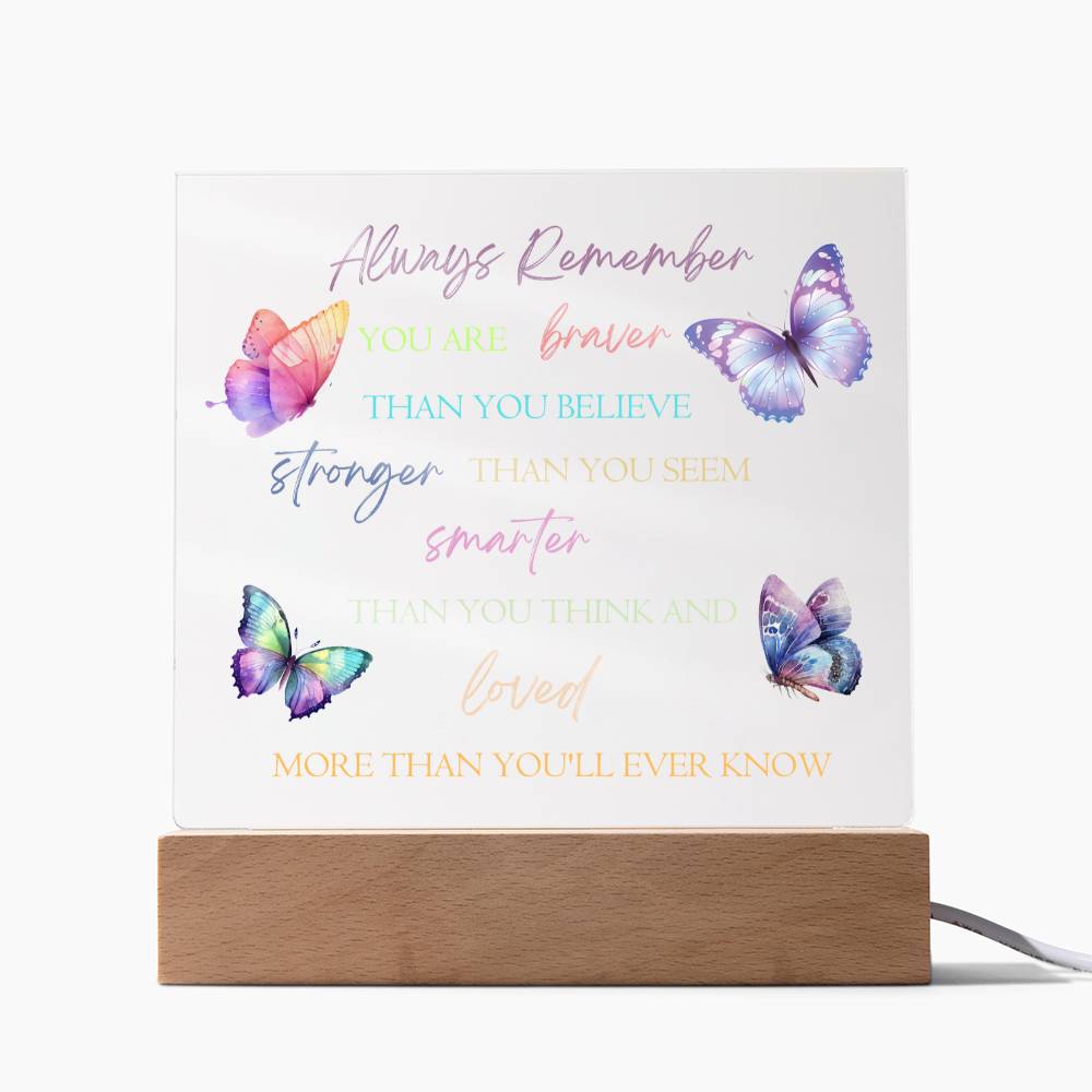 Inspirational Acrylic Plaque, Beautiful Motivational Quote with Butterfly Design