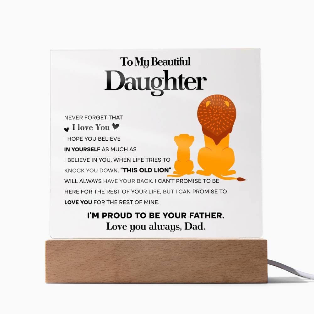 To My Beautiful Daughter, Acrylic Square Plaque