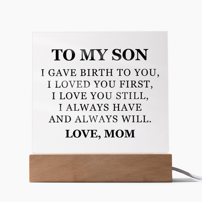 Square Acrylic Plaque - To My Son "I Gave Birth To You"