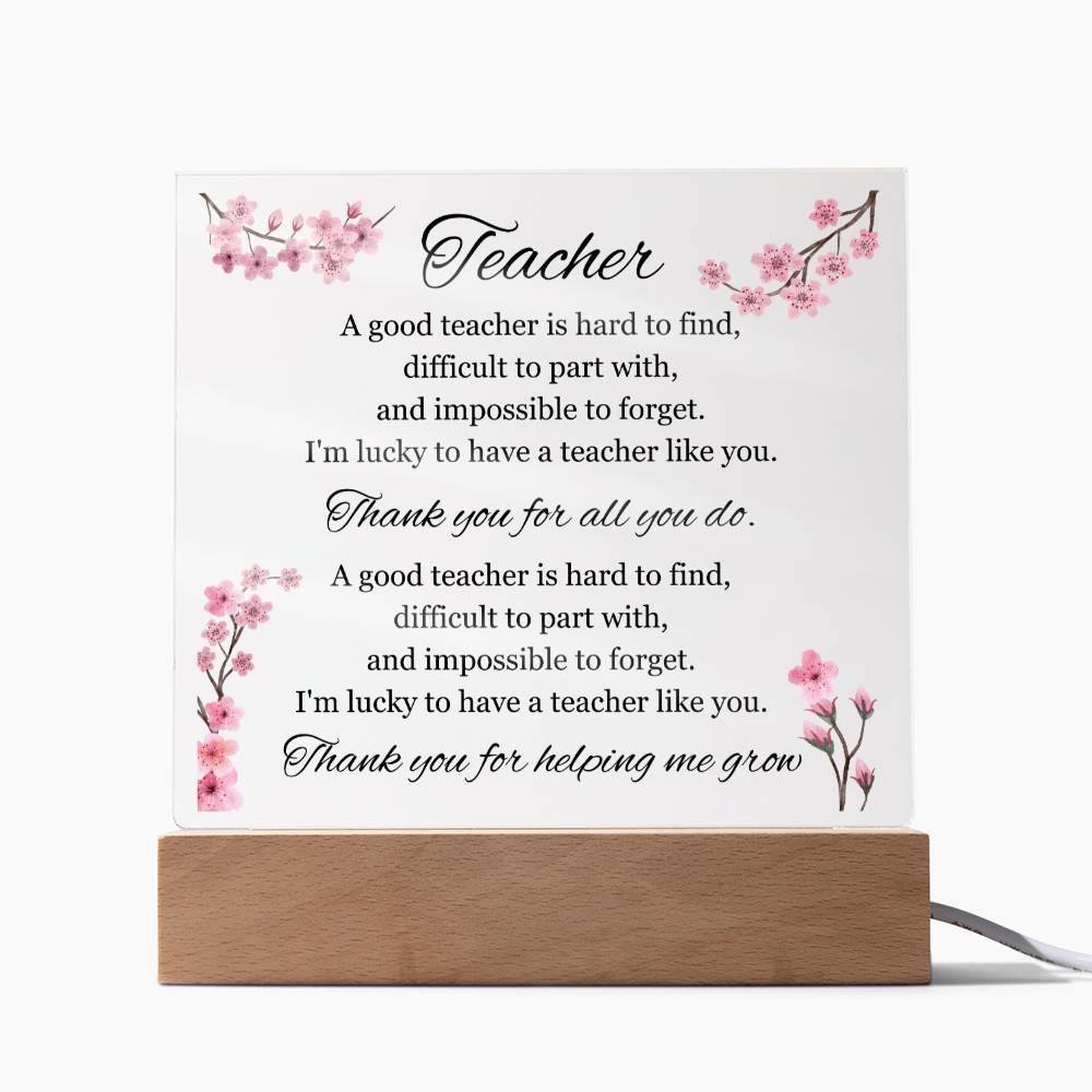 Teacher Appreciation Gift, Acrylic Square Plaque