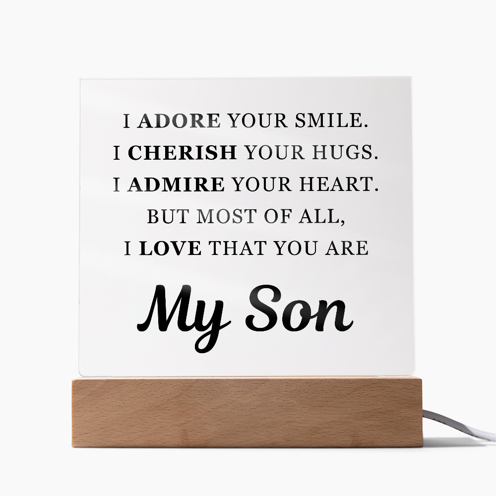 Square Acrylic Plaque - To My Son "I Adore Your Smile"