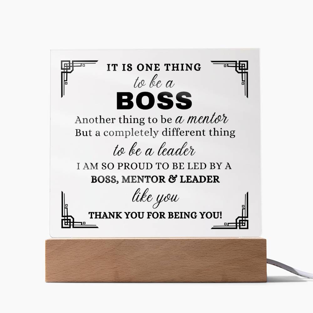 To My Mentor, Acrylic Square Plaque, Gift for Team Leader, Thank You Appreciation Gift for Boss Women or Men, Supervisor Manager Gift Idea, Wooden Base or LED Base