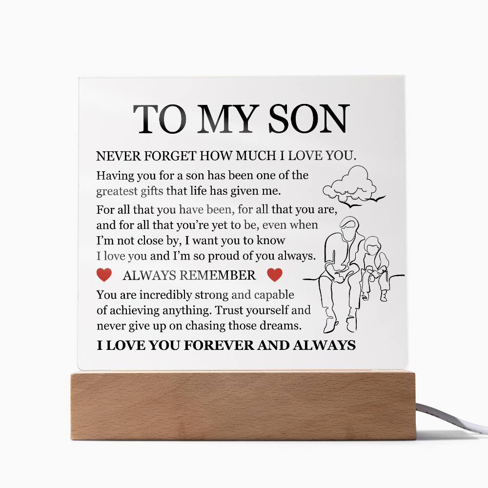 Acrylic Square Plaque - To My Son "I'm So Proud of You Always"