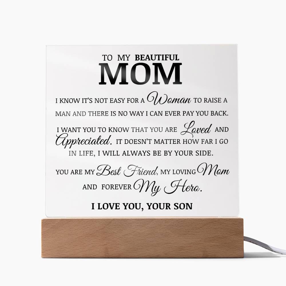 To My Beautiful Mom, Acrylic Plaque, To Mom from Son