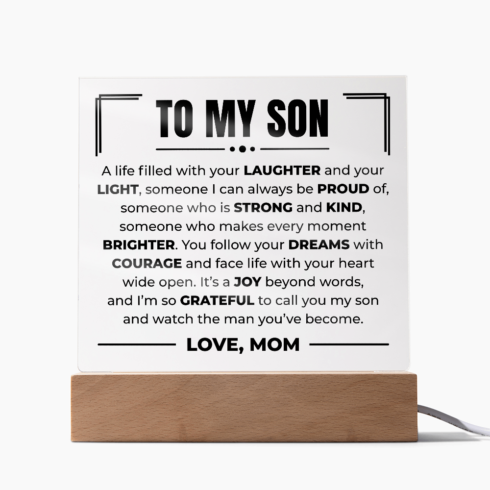 Acrylic Square Plaque - To My Son