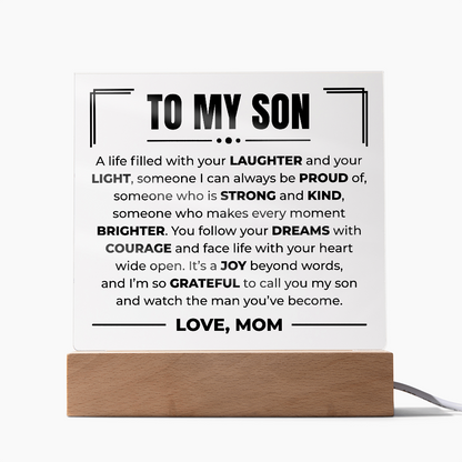 Acrylic Square Plaque - To My Son