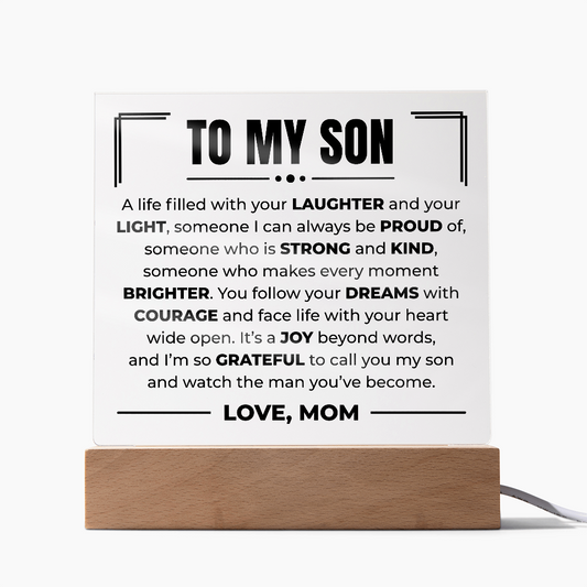 Acrylic Square Plaque - To My Son