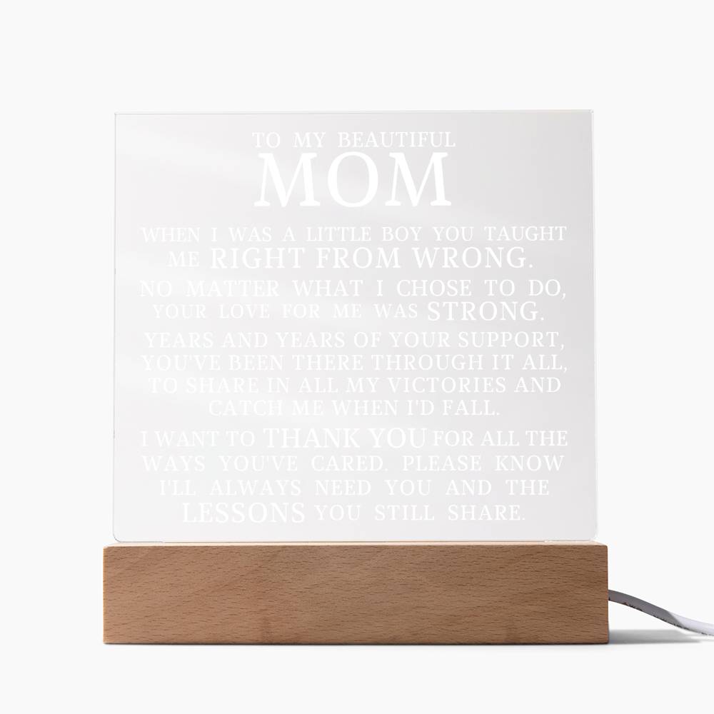 To My Beautiful Mom, Acrylic Plaque