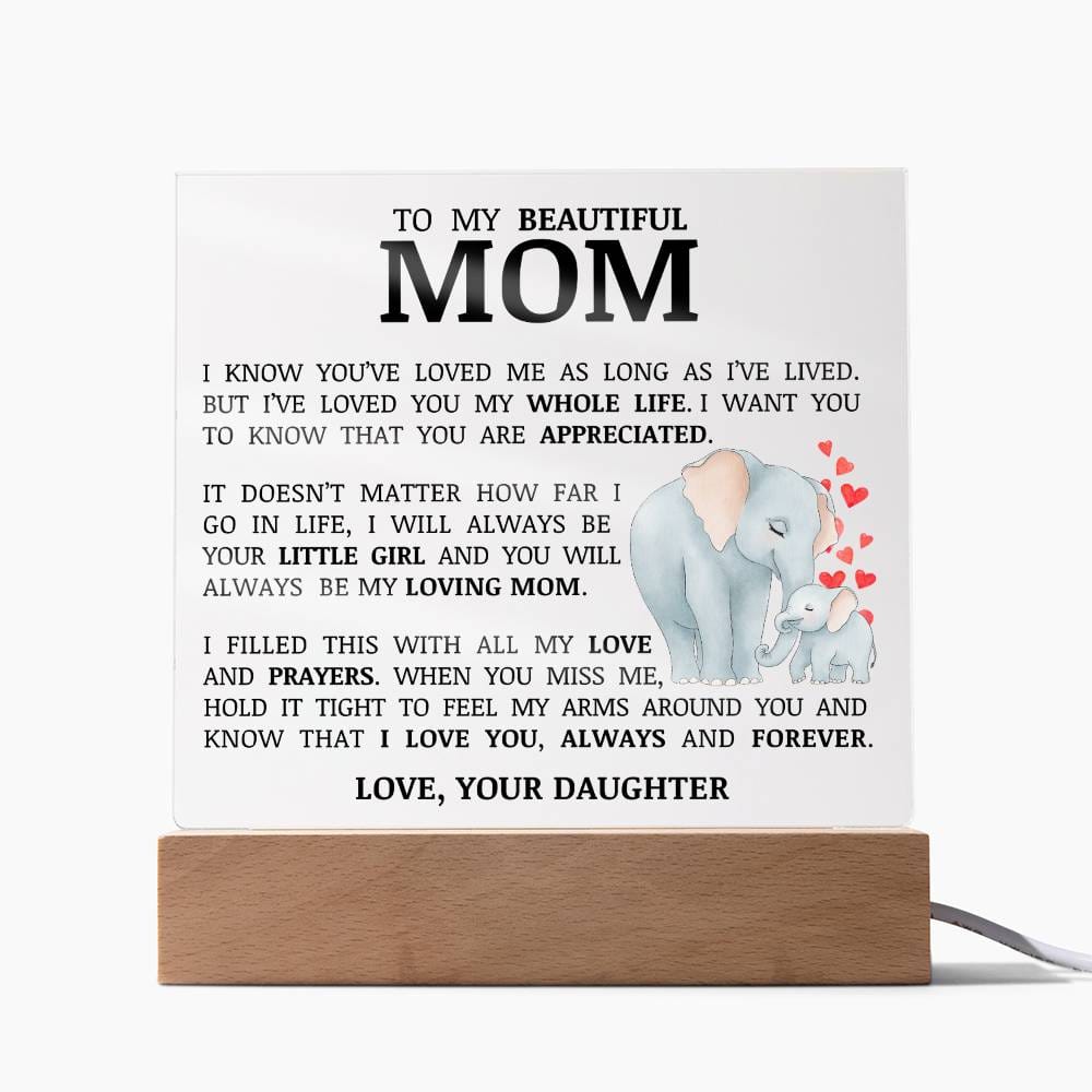 To My Beautiful Mom, Acrylic Plaque, To Mom from Daughter