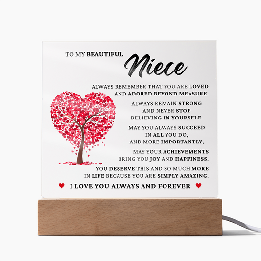 Acrylic Square Plaque - To My Beautiful Niece "You Are Simply Amazing"