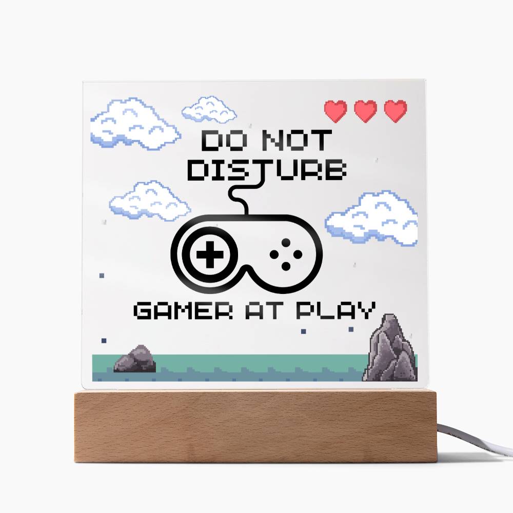 Do Not Disturb Gamer, Acrylic Plaque, Gift for Gamer Boyfriend Girlfriend Men Women, Unique Personalized Gift for Son Daughter Game Addicts, Wooden Base or LED Base