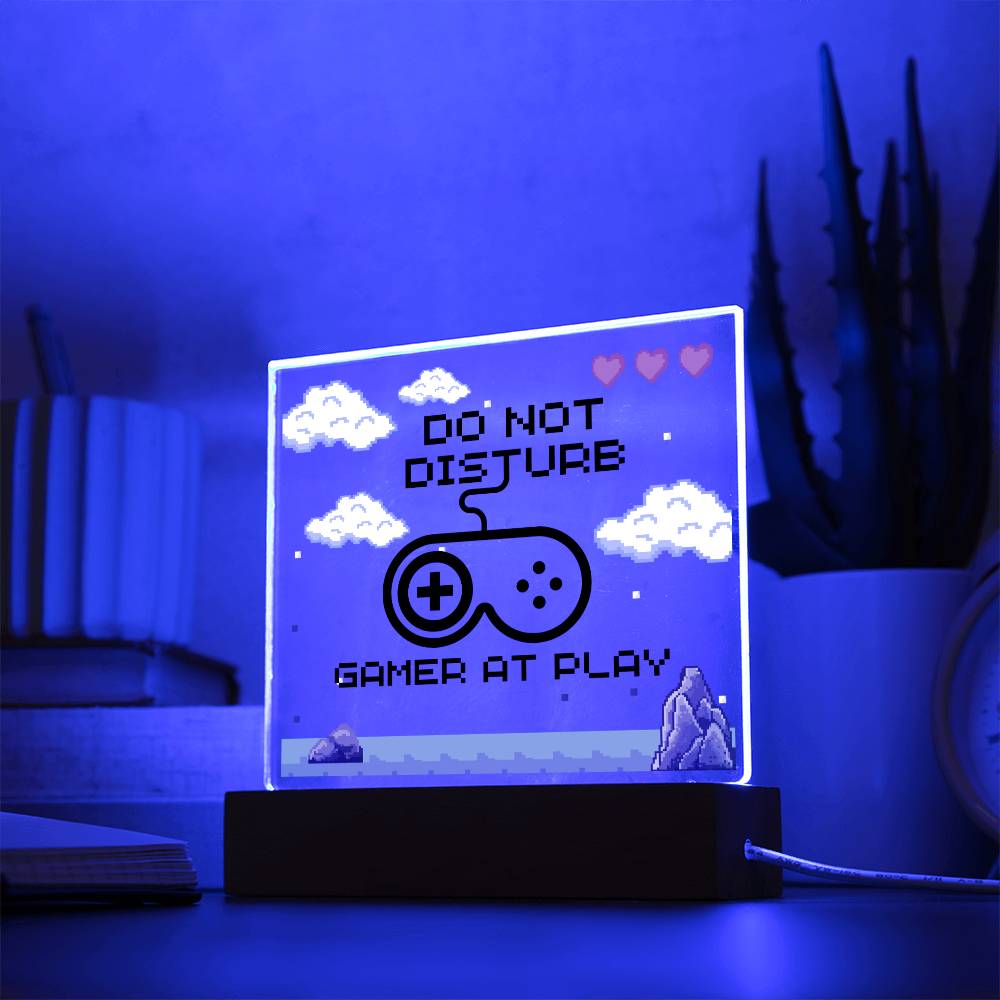 Do Not Disturb Gamer, Acrylic Plaque, Gift for Gamer Boyfriend Girlfriend Men Women, Unique Personalized Gift for Son Daughter Game Addicts, Wooden Base or LED Base