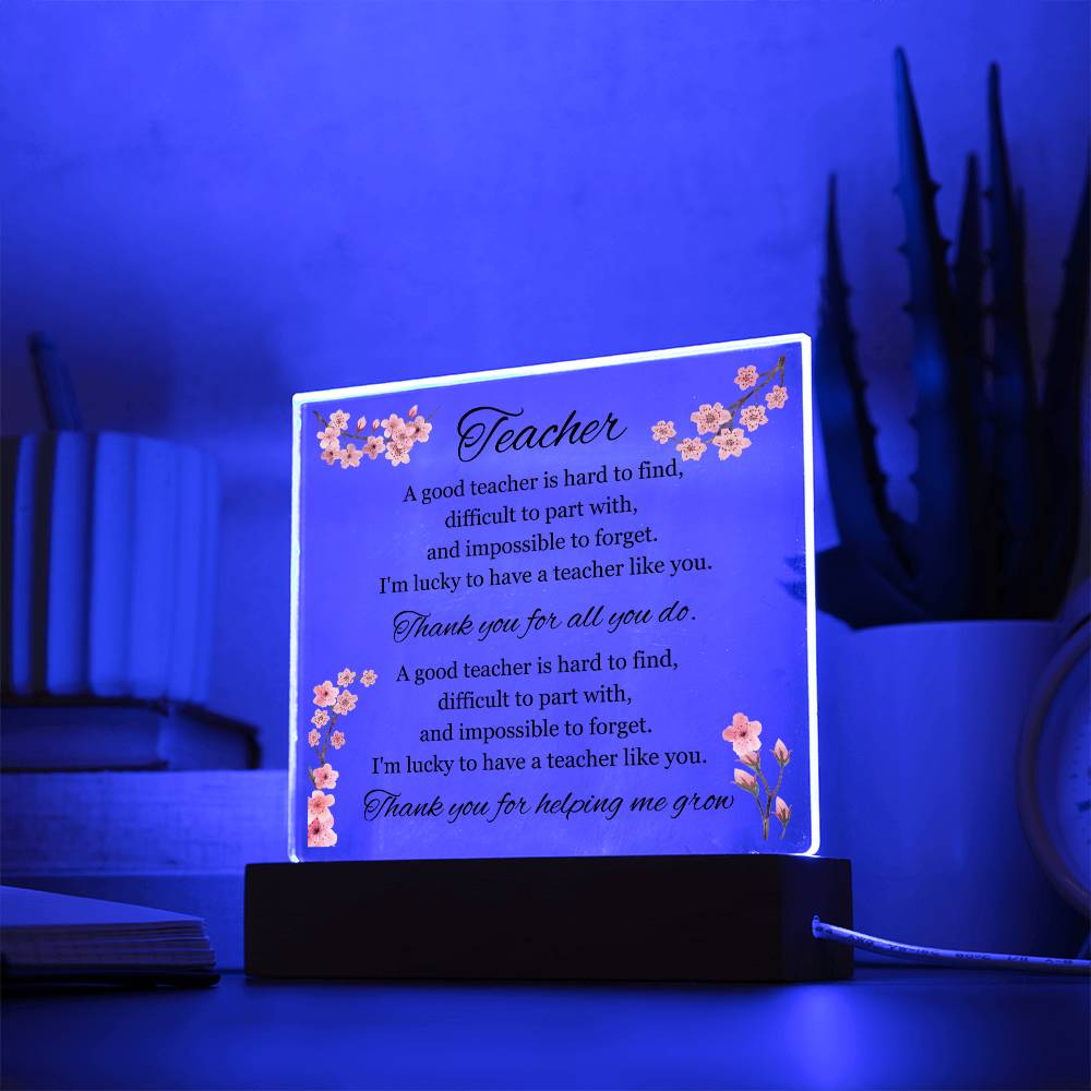 Teacher Appreciation Gift, Acrylic Square Plaque