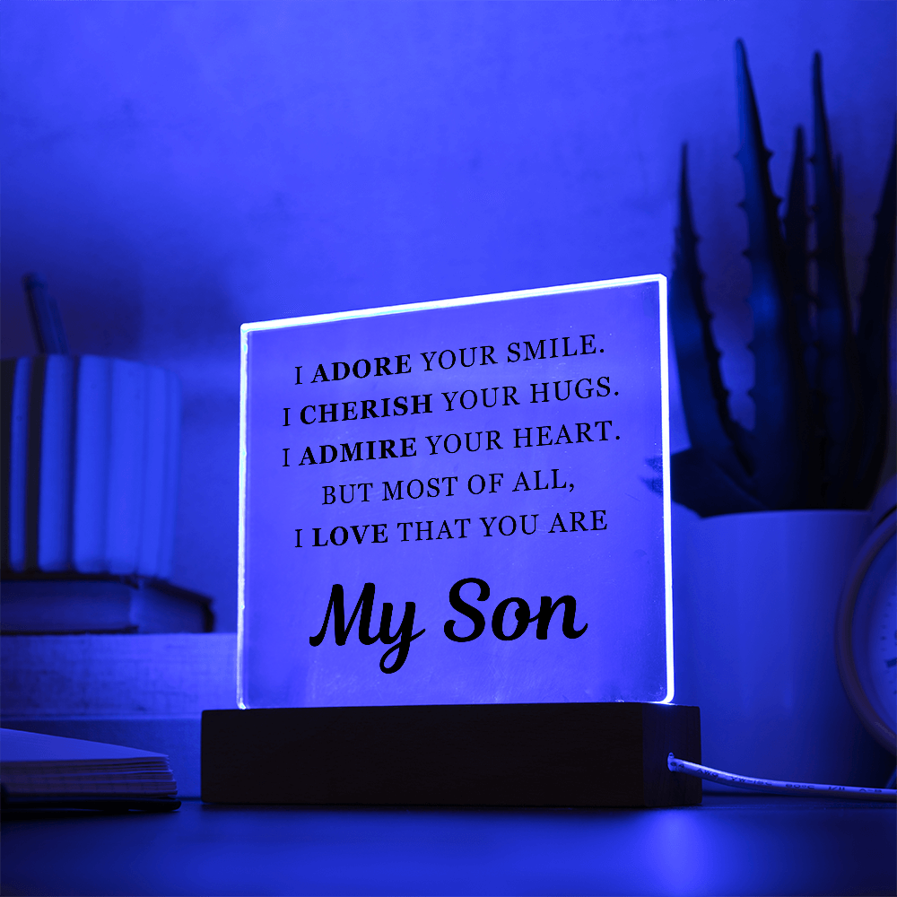 Square Acrylic Plaque - To My Son "I Adore Your Smile"