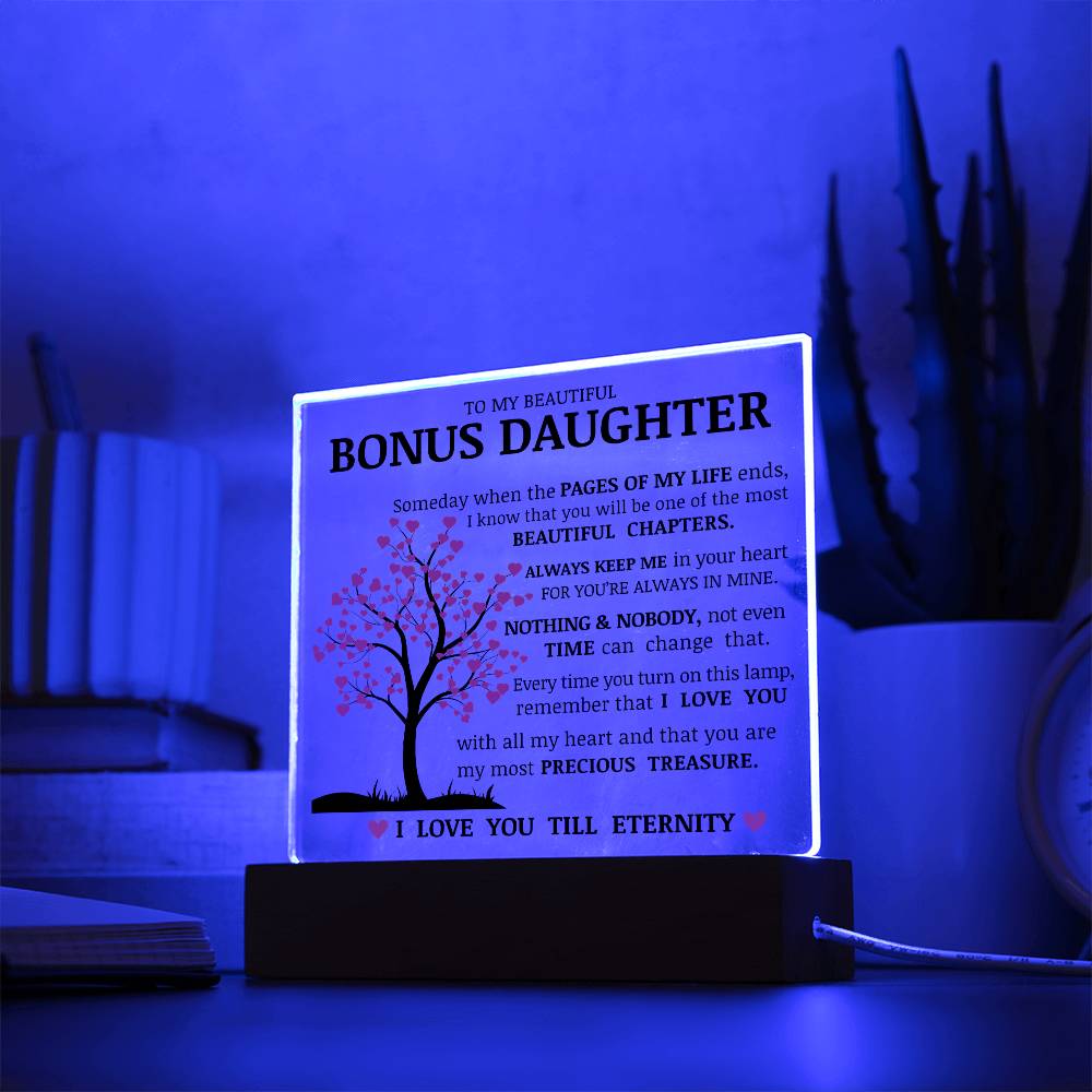 To My Beautiful Bonus Daughter, You Are My Most Precious Treasure, Acrylic Plaque