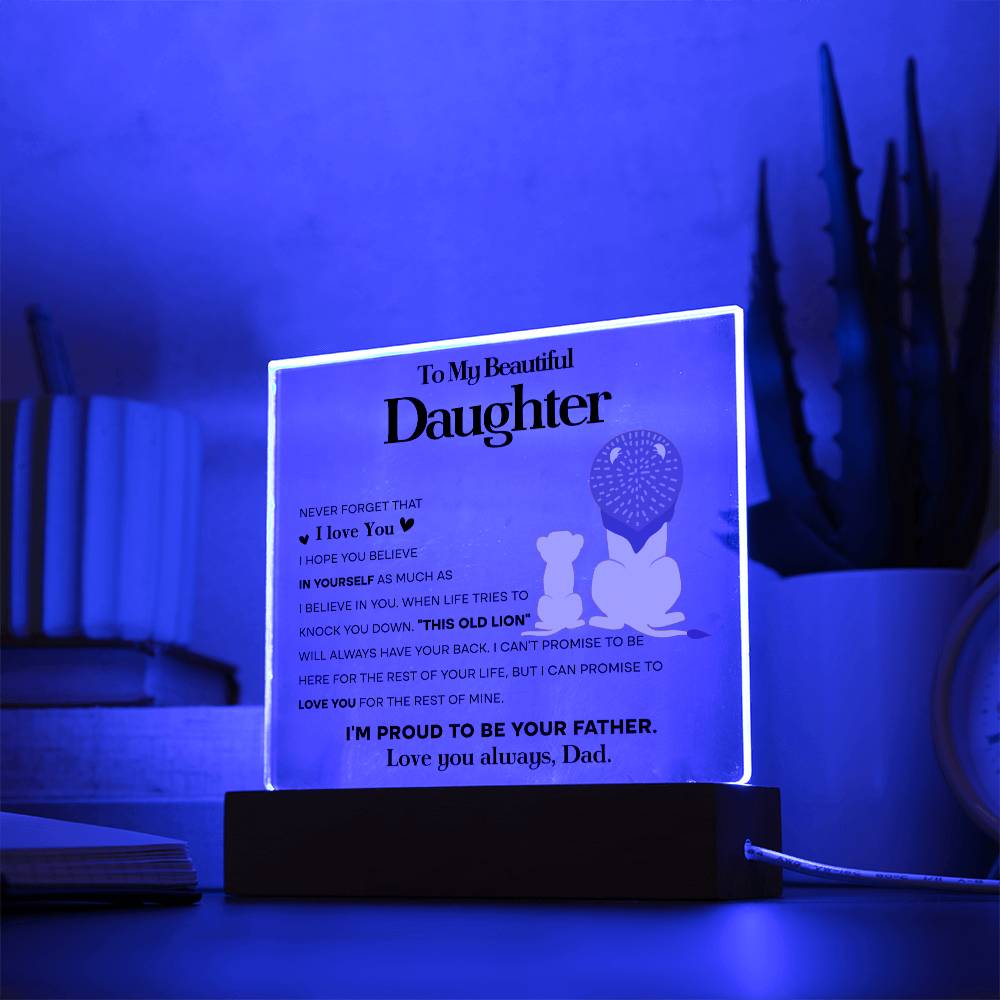 To My Beautiful Daughter, Acrylic Square Plaque