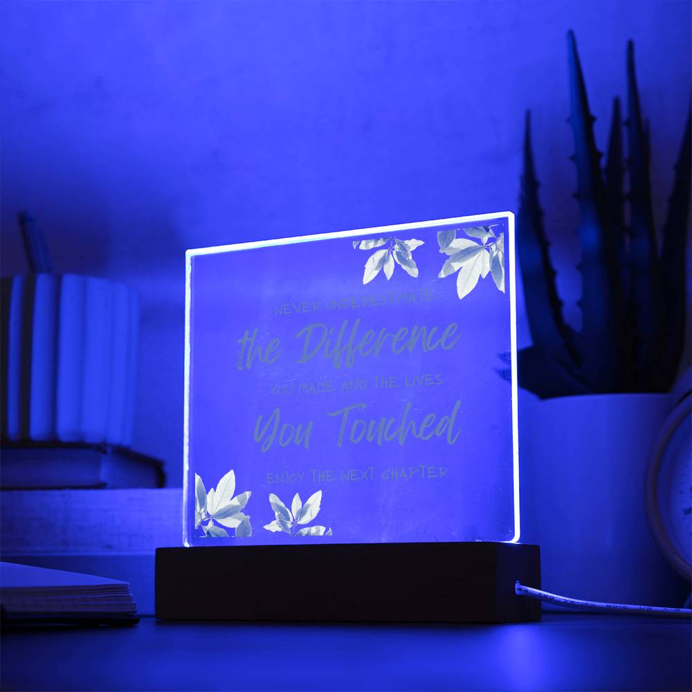 Enjoy The Next Chapter, Acrylic Square Plaque, Thank You Retirement Gift, For Colleague Coworker Retiring
