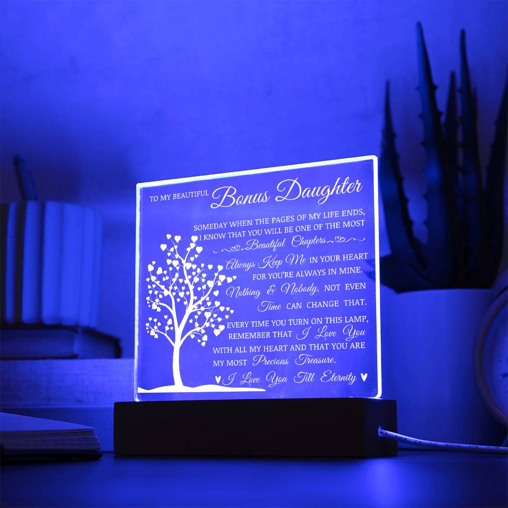 To My Beautiful Bonus Daughter, You Are My Most Precious Treasure, Acrylic Plaque