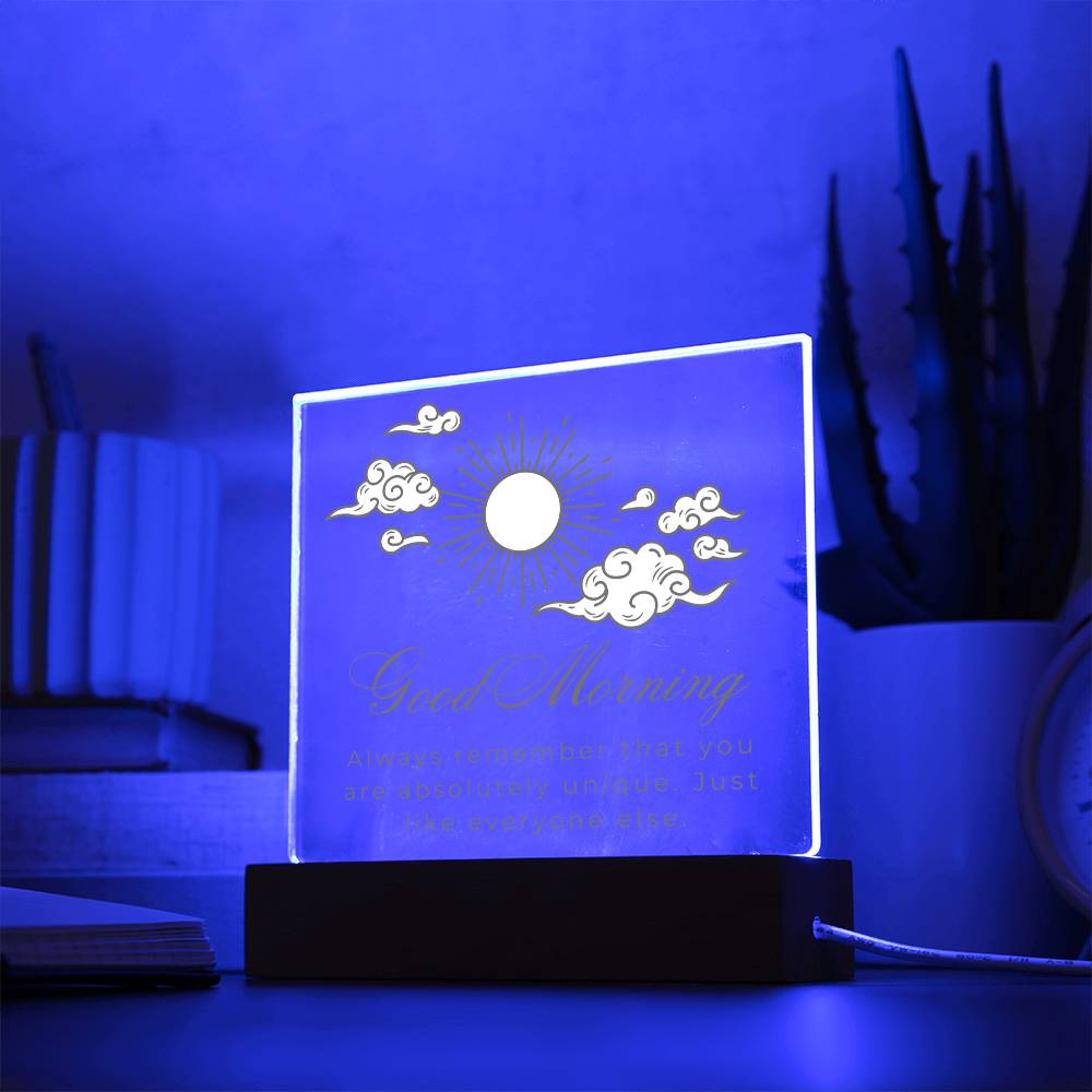 Good Morning Inspirational Plaque, Acrylic Square Plaque