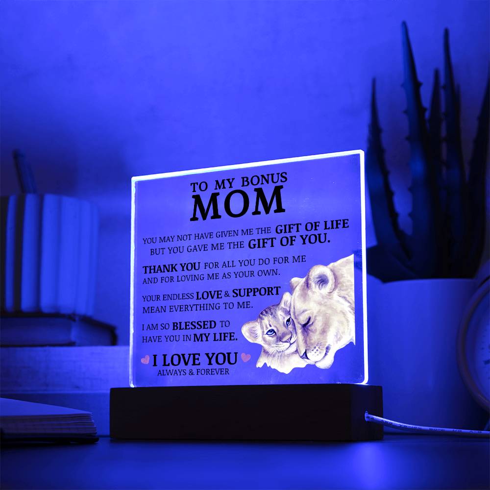 To My Bonus Mom "Gift of You" Acrylic Plaque