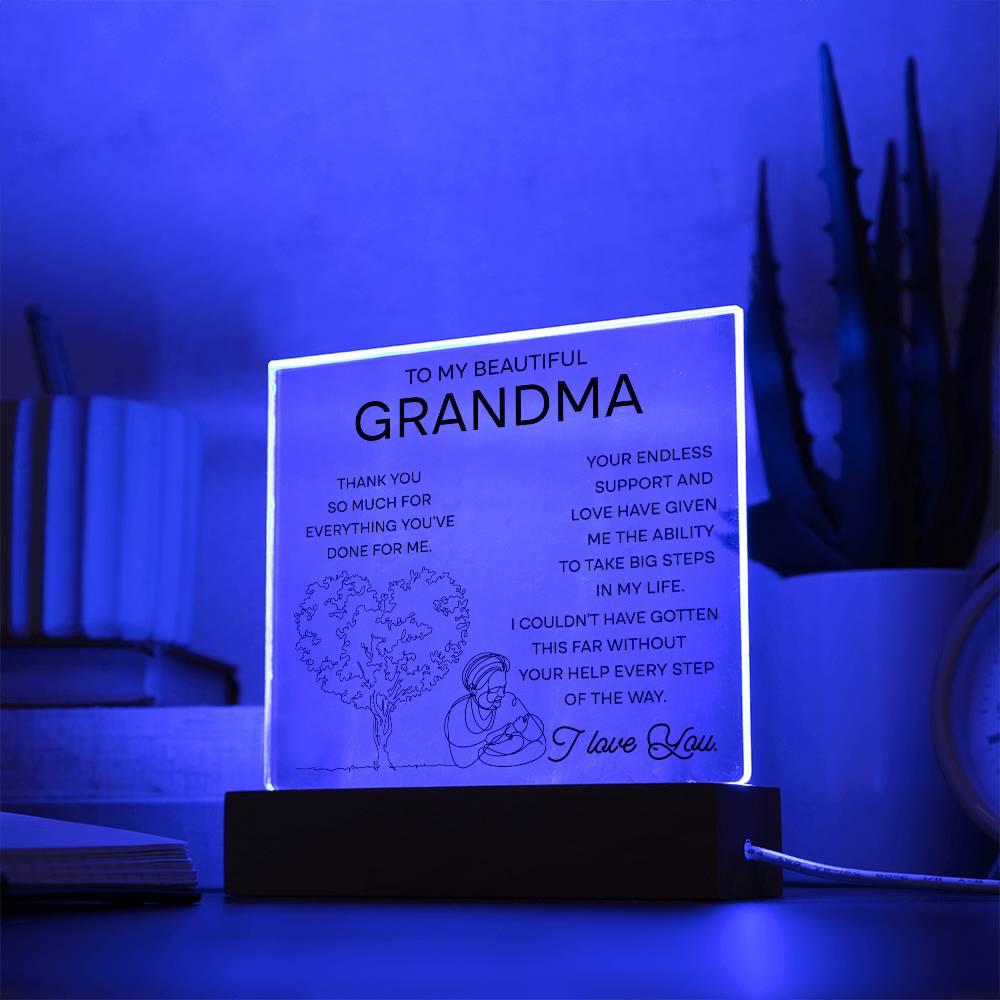 To My Beautiful Grandma Acrylic Square Plaque