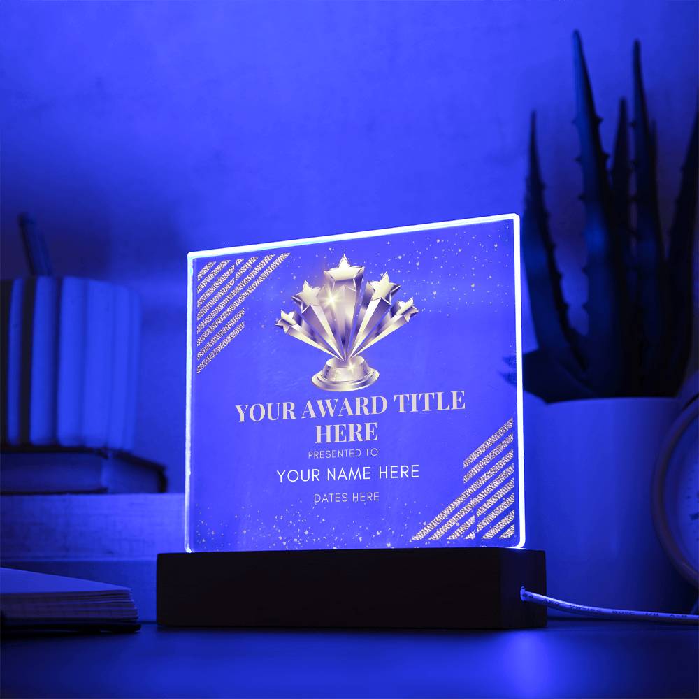 Customized Awards Acrylic Plaque, Company Business Awards for Employees Staffs Colleagues Coworkers, Unique Personalized Gift for Women and Men, Wooden Base or LED Base