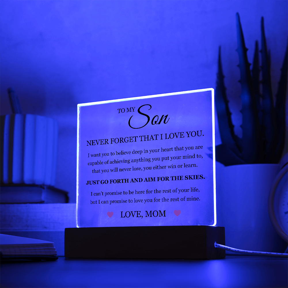 Acrylic Square Plaque - To My Son "Aim for the Skies"