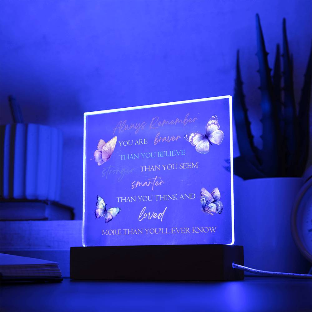 Inspirational Acrylic Plaque, Beautiful Motivational Quote with Butterfly Design