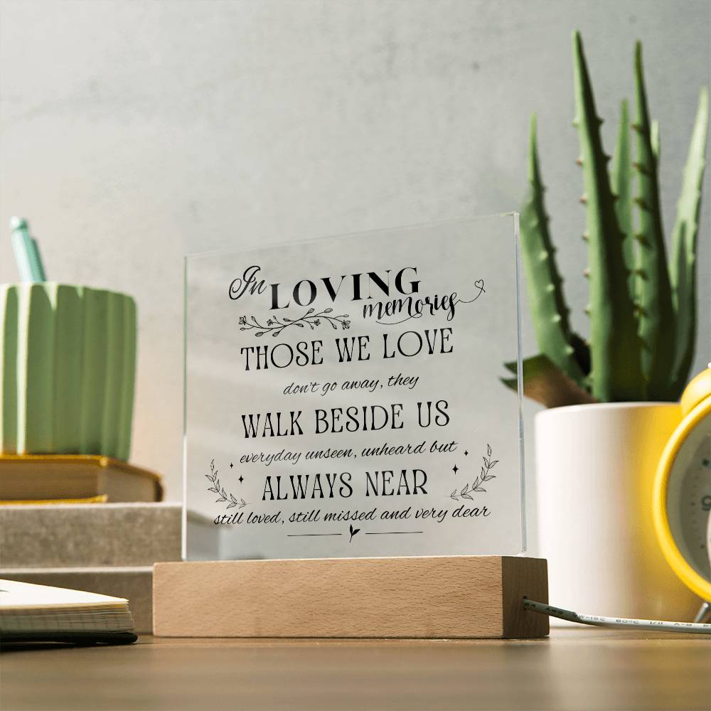 In Loving Memories, Acrylic Square Plaque, Condolences Gift, Grief Keepsake Sympathy Gift, Unique Gift Idea for Men or Women
