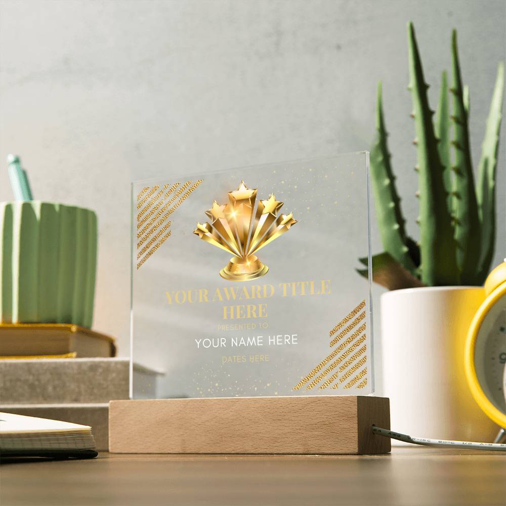 Customized Awards Acrylic Plaque, Company Business Awards for Employees Staffs Colleagues Coworkers, Unique Personalized Gift for Women and Men, Wooden Base or LED Base