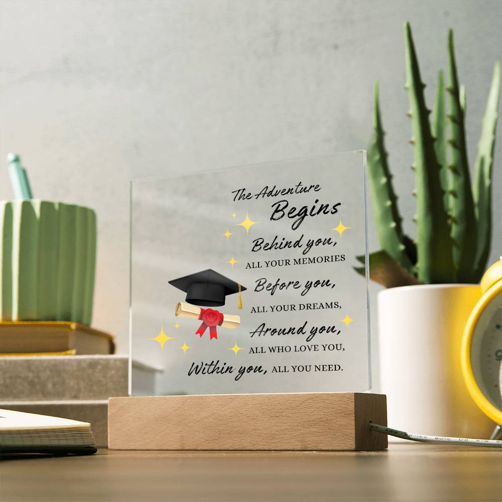 Graduation Gift for Her, Acrylic Square Plaque, High School College MBA Masters Bachelor Doctorate Degree Gift, Graduation Decor for Men or Women