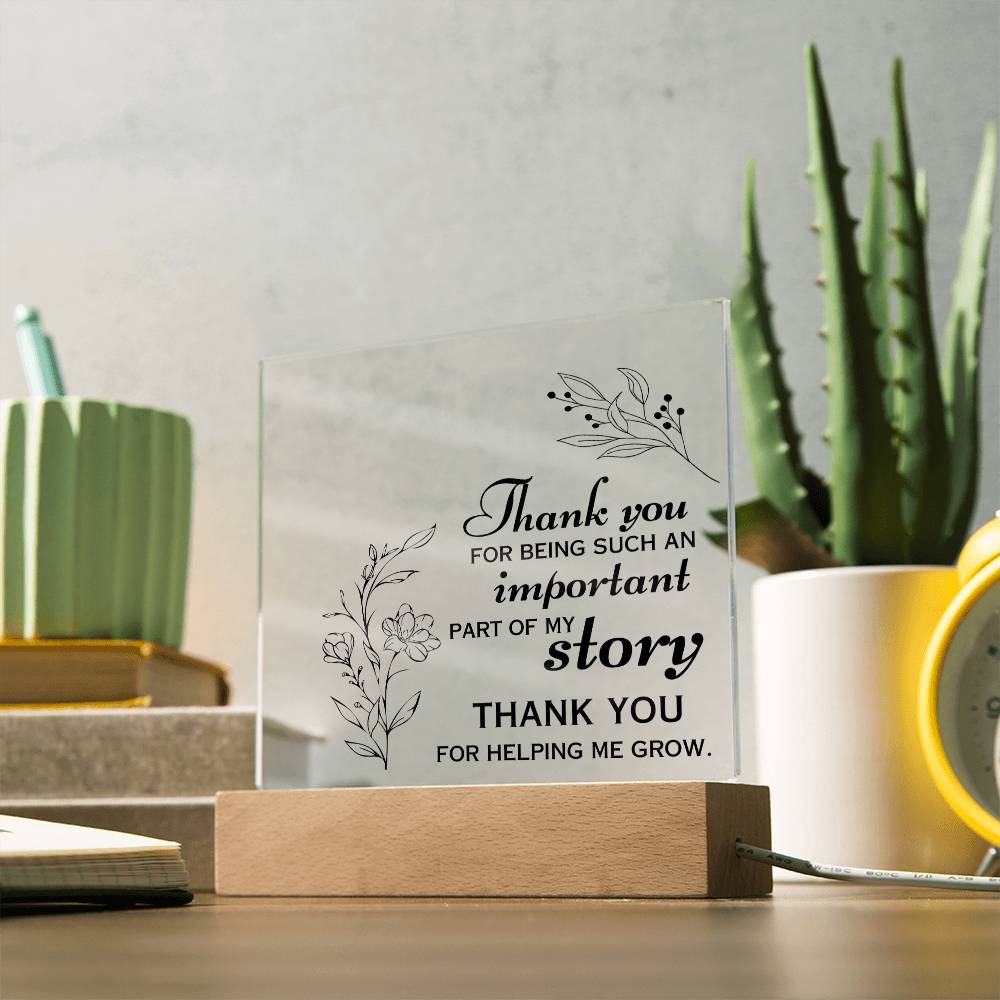 Thank You Gift, Appreciation For His or Her Help, Acrylic Square Plaque, Gift for Men or Women