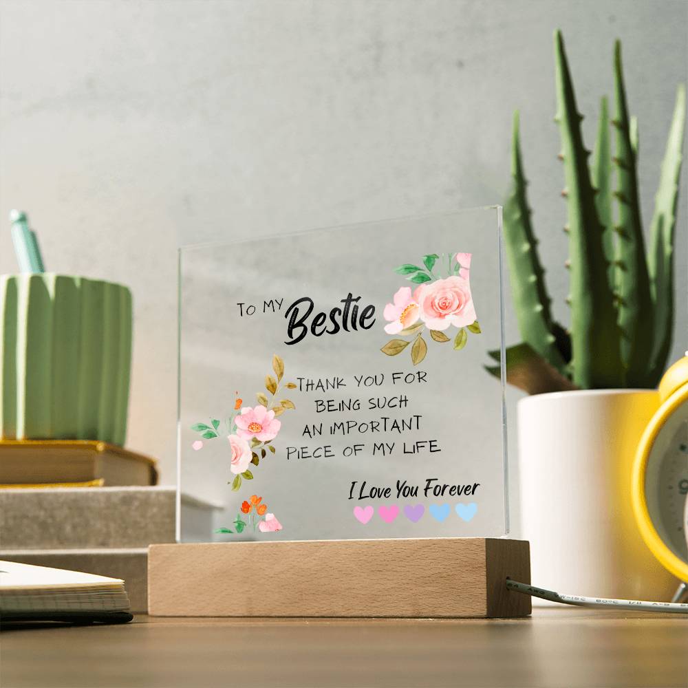 Bestie Gift, Thank You Best Friend Present, Acrylic Square Plaque, Unique Idea for Best Friend, Birthday Christmas Gift