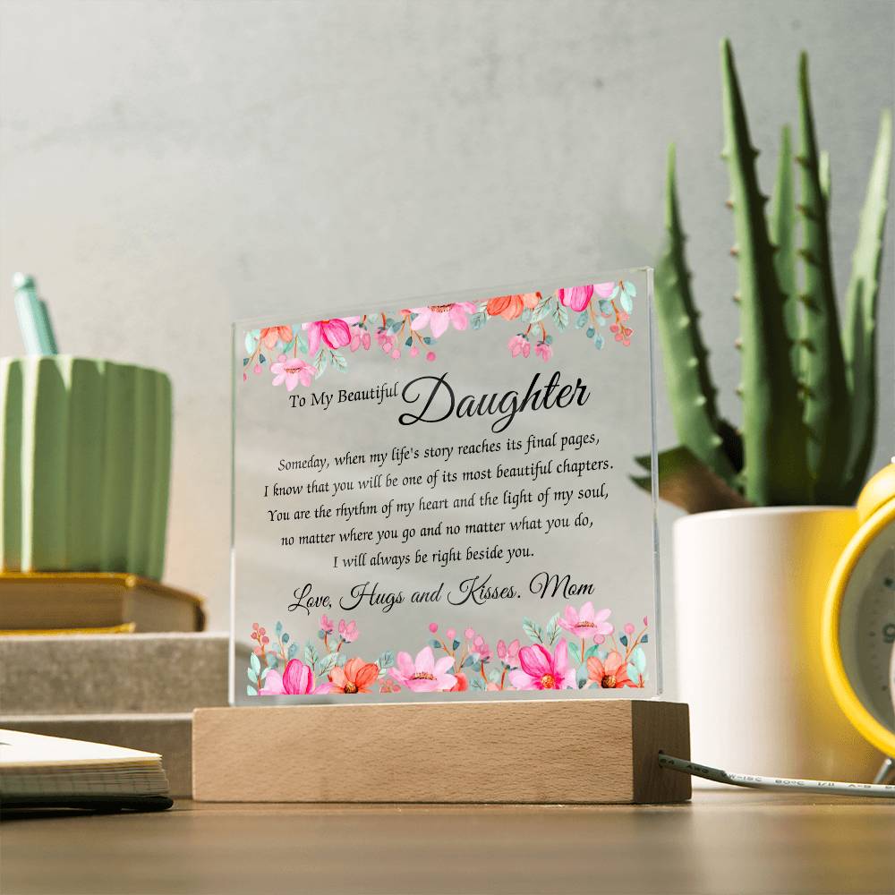 To My Beautiful Daughter Acrylic Plaque, Daughter Gift From Mom, Unique Inspirational Sentimental Gift for Her, Birthday Present Ideas, Home Decor