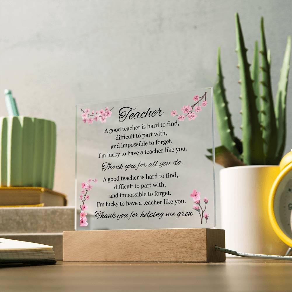 Teacher Appreciation Gift, Acrylic Square Plaque