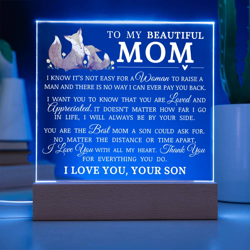 To My Beautiful Mom, Acrylic Plaque, To Mom from Son